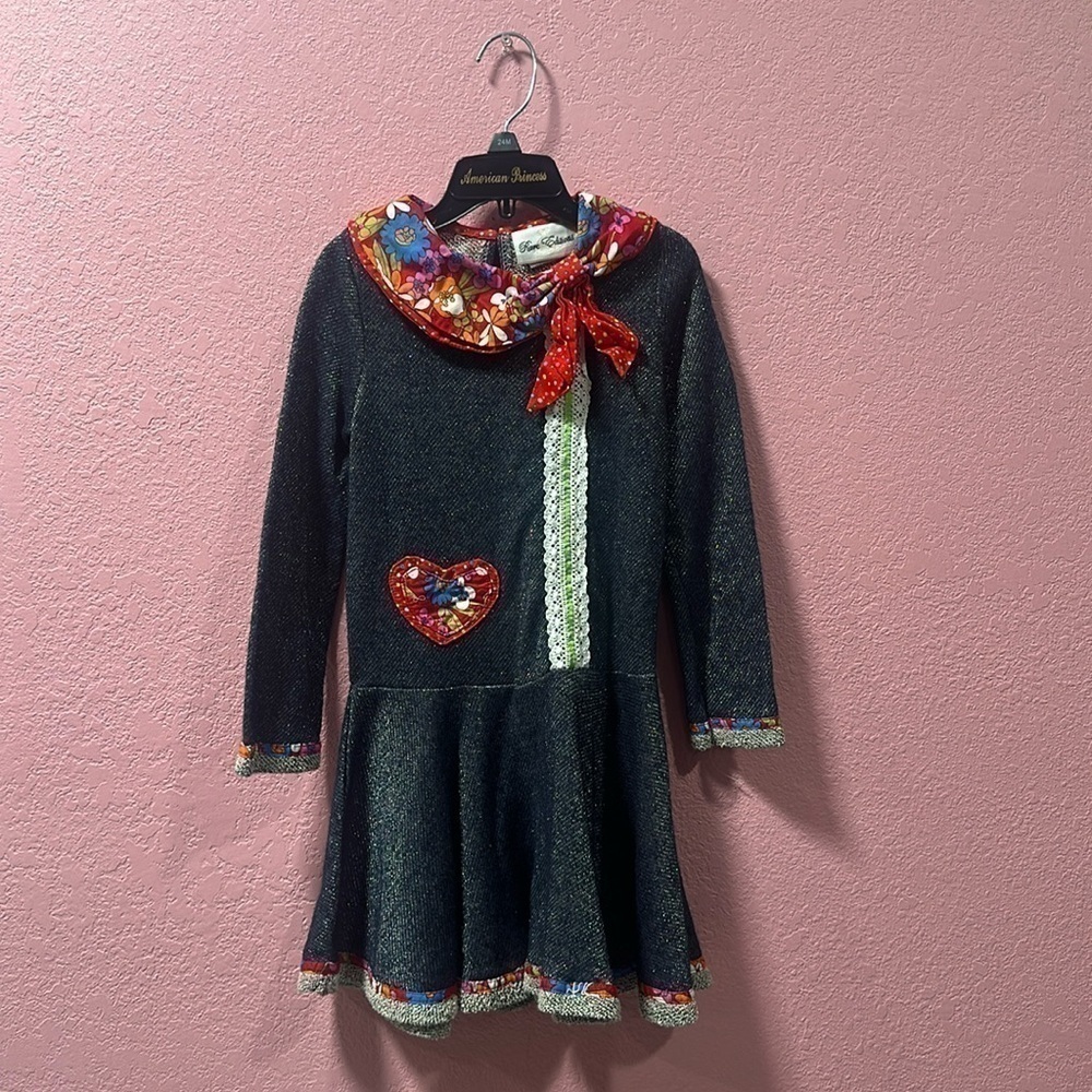 Rare Editions Navy Red French Terry Dress Set Fall - Picture 1 of 5